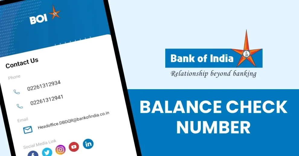 Bank of India Balance Enquiry Number